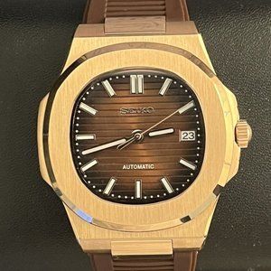 custom build seiko NH35 automatic movement build- rosegold "nautilus" mod